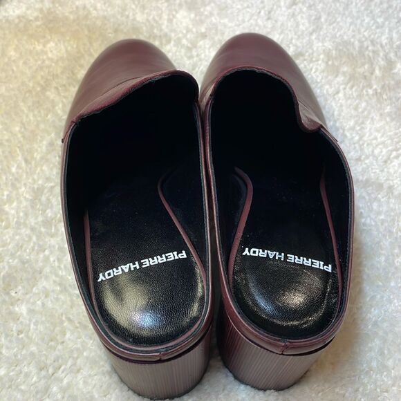 Pierre Hardy Burgundy Leather Block Heels Mules Womens Sz 7.5 - Picture 5 of 11